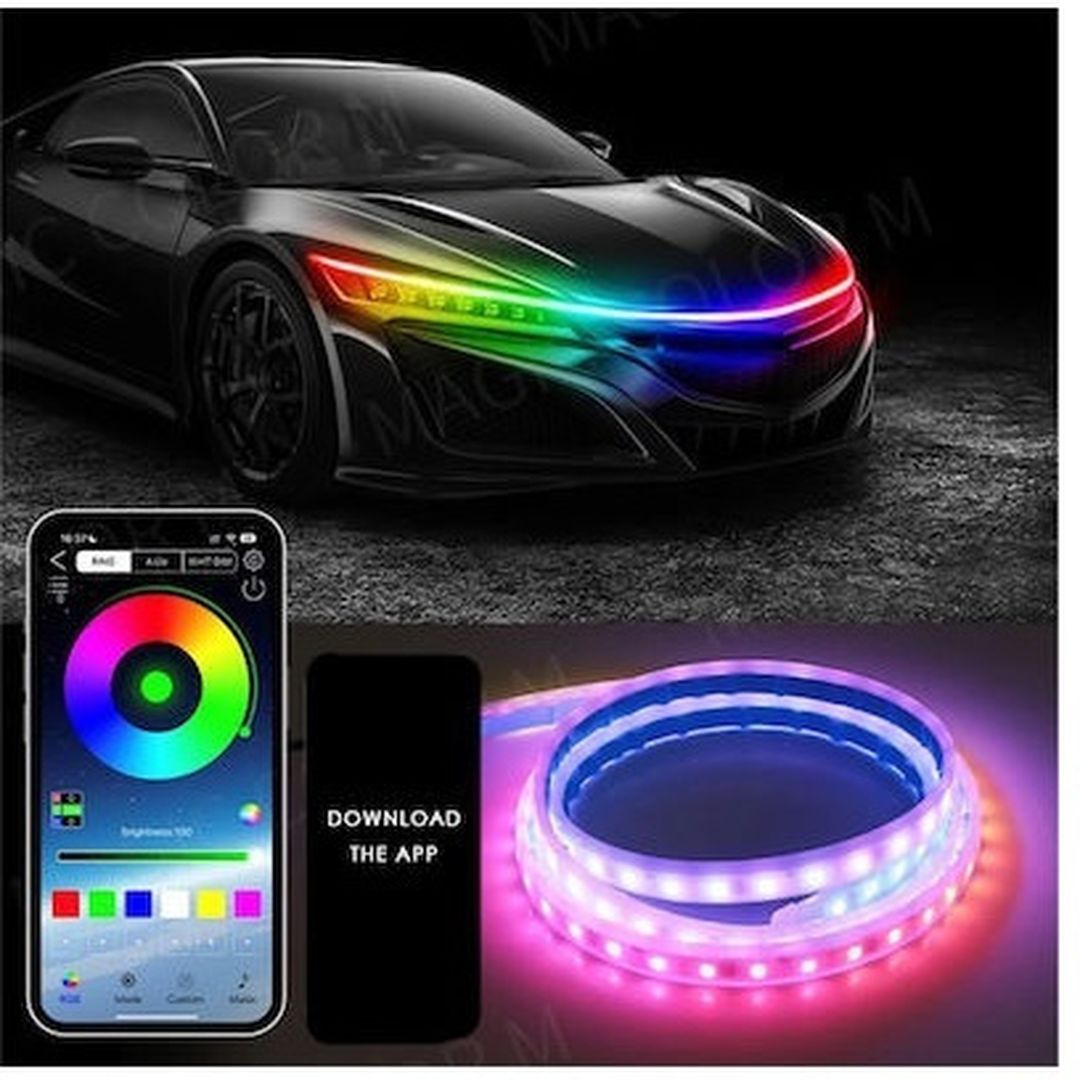 Διακοσμητική LED RGB Ταινία 1.8μ για το Αυτοκίνητο 12V Έλεγχος Μέσω Εφαρμογής στο Κινητό Q-D304
