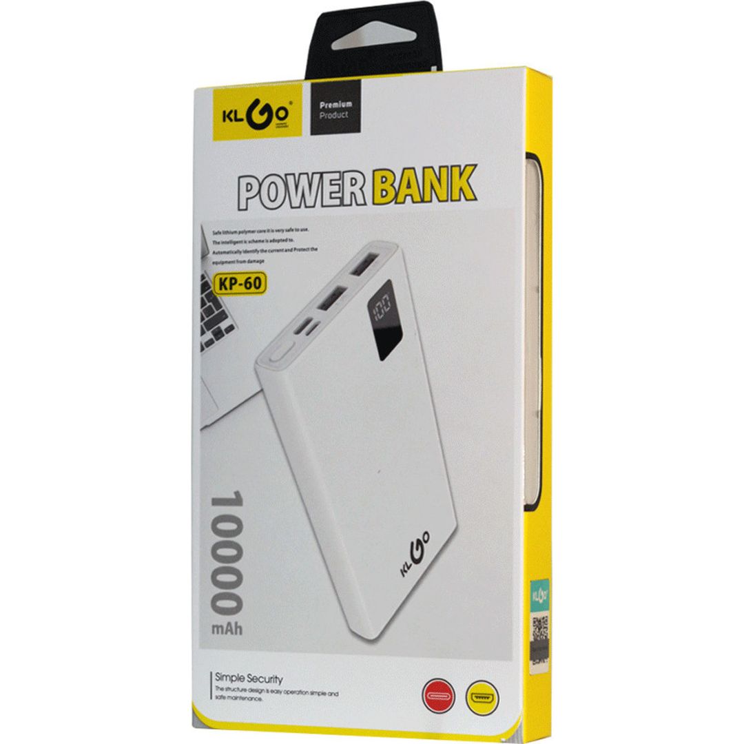 KLGO KP-60 Power Bank 10000mAh με 2 Θύρες USB-A Λευκό
