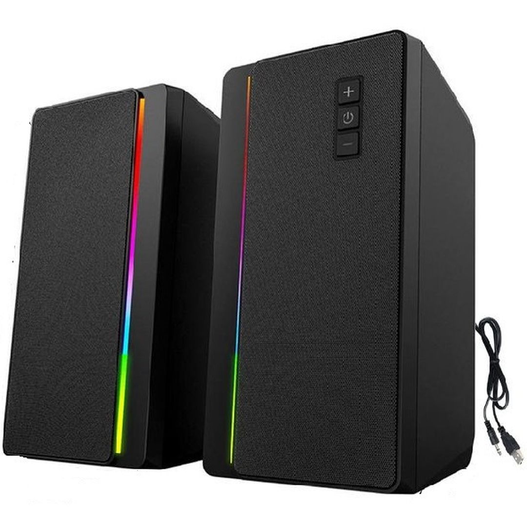 FT-A1 Ηχεία Υπολογιστή 2.0 με RGB Φωτισμό και Ισχύ 10W σε Μαύρο Χρώμα