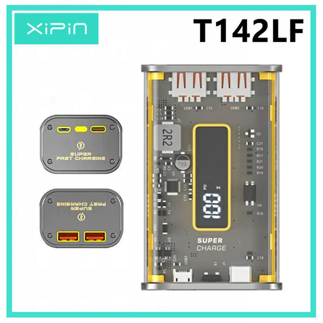 XiPiN T142LF Power Bank 10000mAh 22.5W με 2 Θύρες USB-A Διάφανο