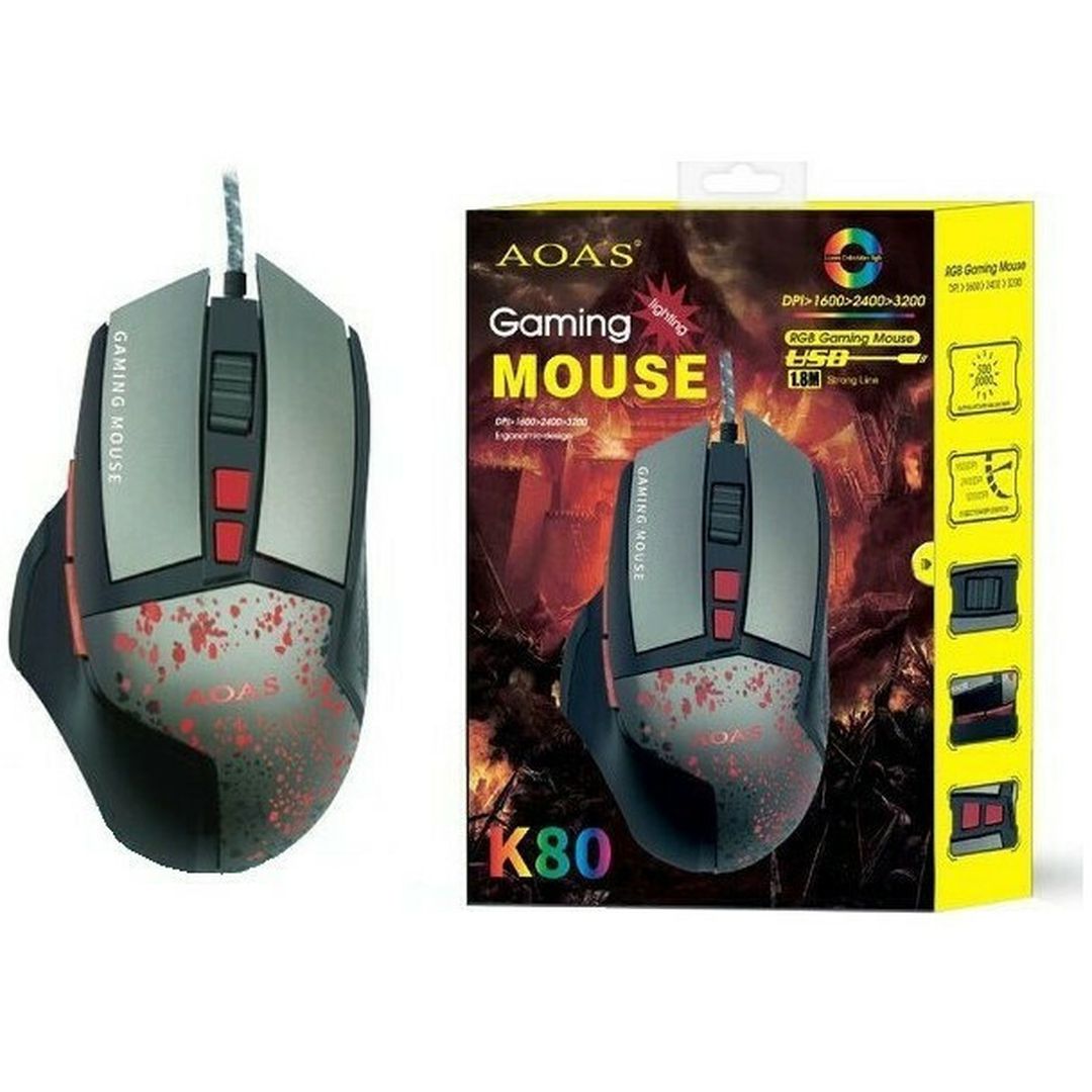 AOAS K80 Gaming Ποντίκι Μαύρο