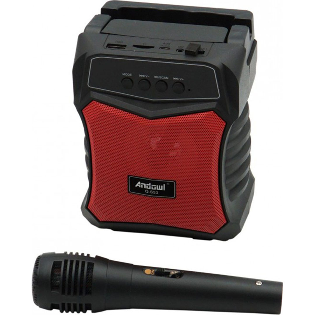 Σύστημα karaoke με ενσύρματο μικρόφωνο Andowl Q-S53 κόκκινο