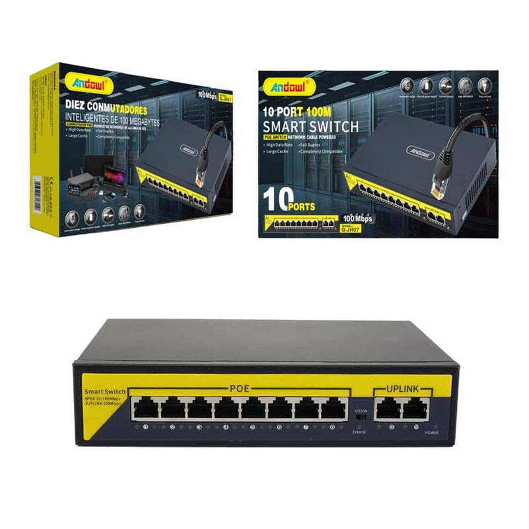 Andowl Q-jh07 Διακόπτης Poe Δικτύου 10 Θύρες 100μ 100mbps - 10 Port Smart Switch Poe Network Cable Powered