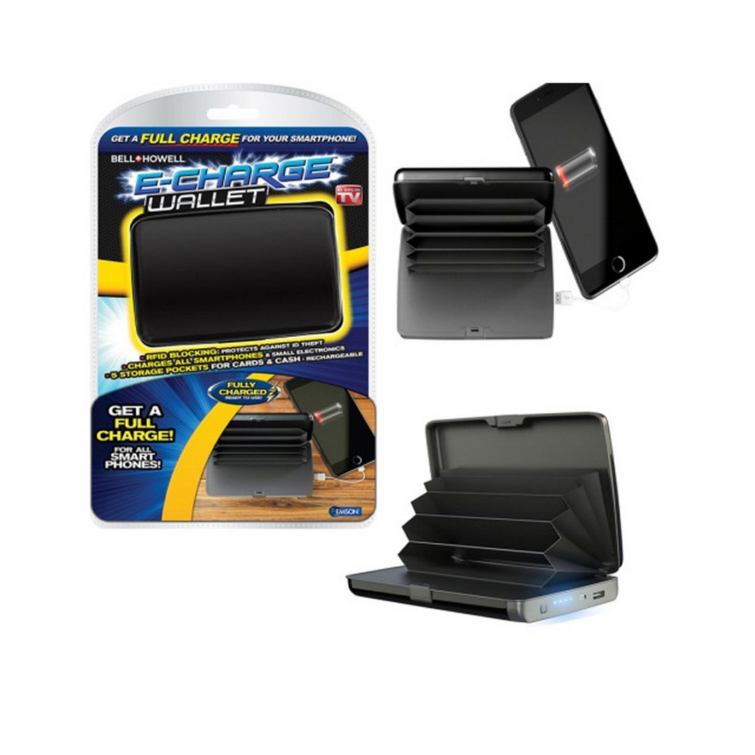 Πορτοφόλι ασφαλείας αλουμινίου πιστωτικών καρτών RFID και φορητός φορτιστής Powerbank 2 σε 1