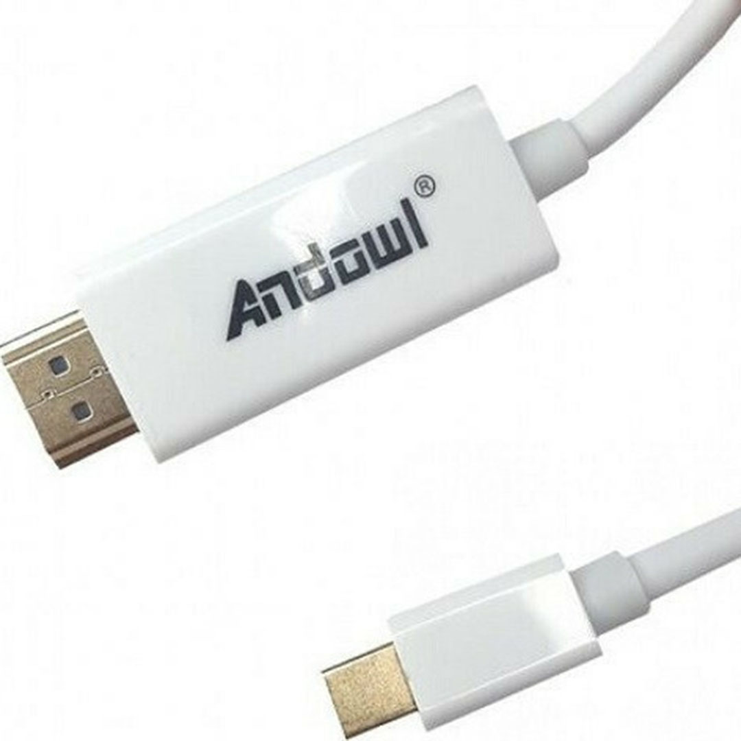 Andowl Cable mini DisplayPort male - HDMI male 2m Λευκό (Q-HD20)