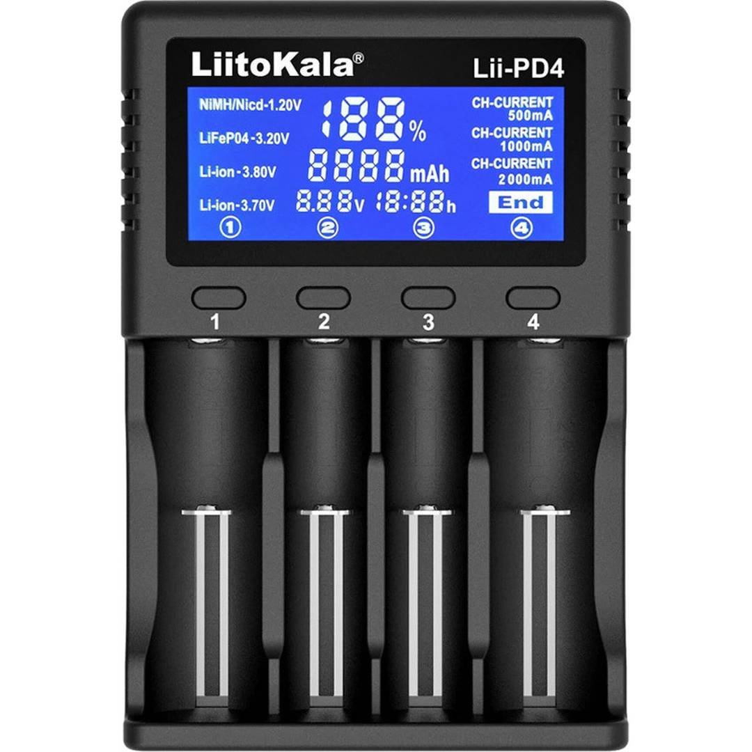 LiitoKala LII-PD4 Φορτιστής 4 Μπαταριών Li-ion/Ni-Cd/Ni-MH Μεγέθους AA/AAA/18650