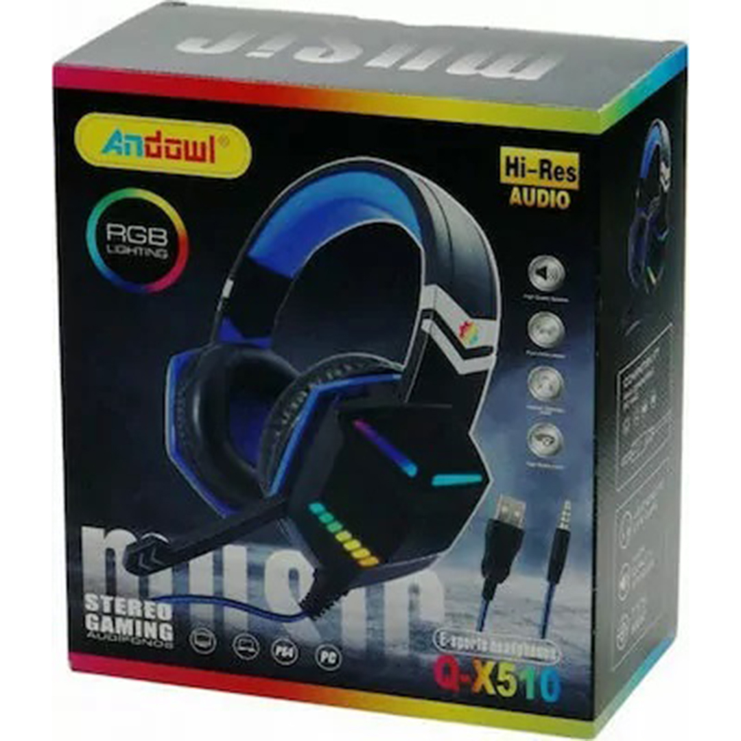 Ακουστικά stereo gaming με Led RGB Andowl Q-X510