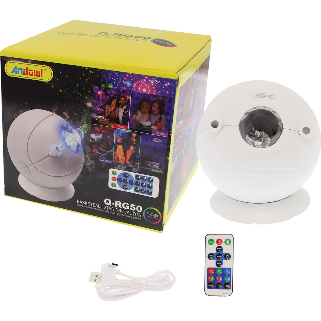 Μίνι φωτορυθμικό-προτζέκτορας μπάλα με Bluetooth ηχείο και τηλεχειριστήριο Andowl Q-RG50