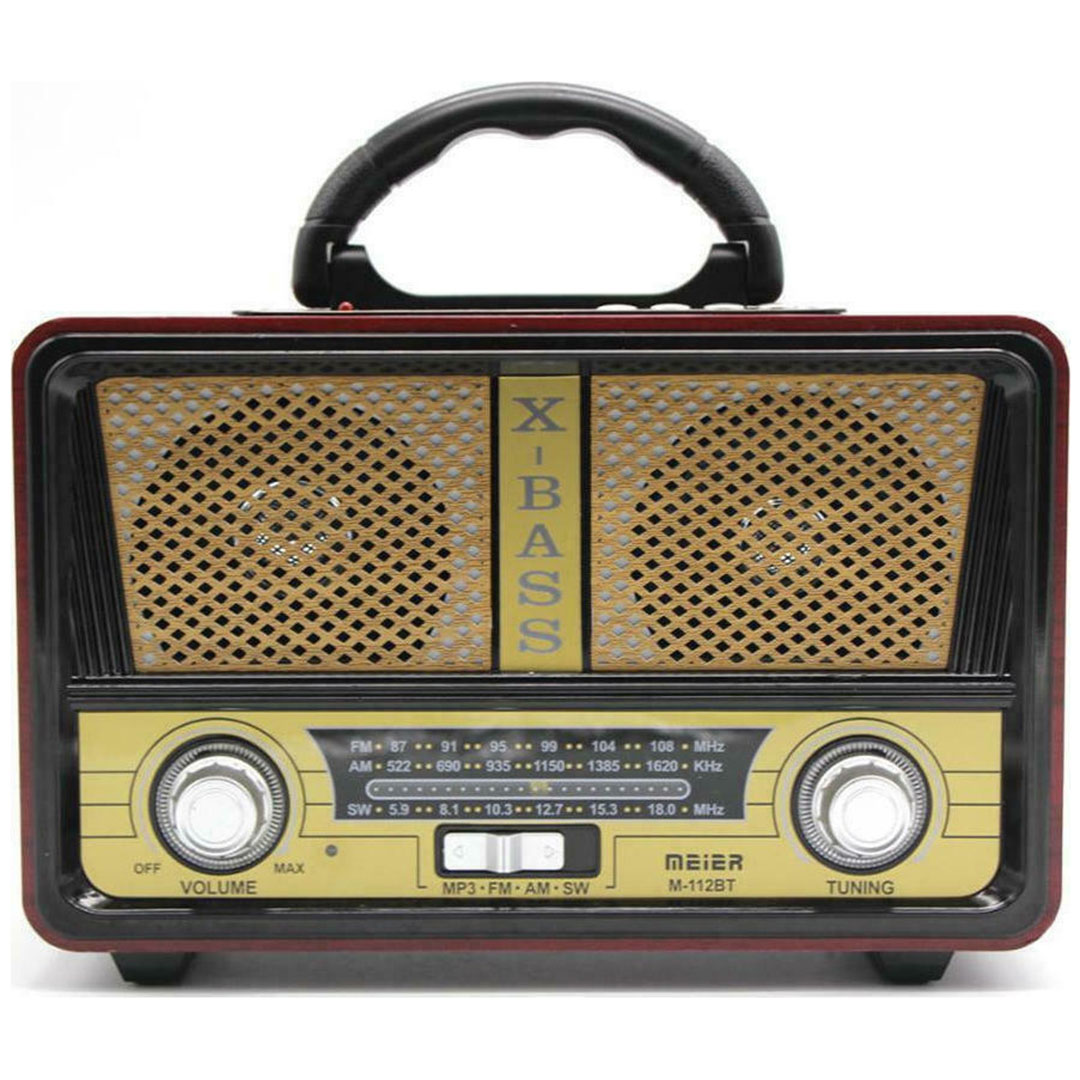 Vintage επιτραπέζιο ραδιόφωνο επαναφορτιζόμενο με USB Meier M112BT σε καφέ χρώμα