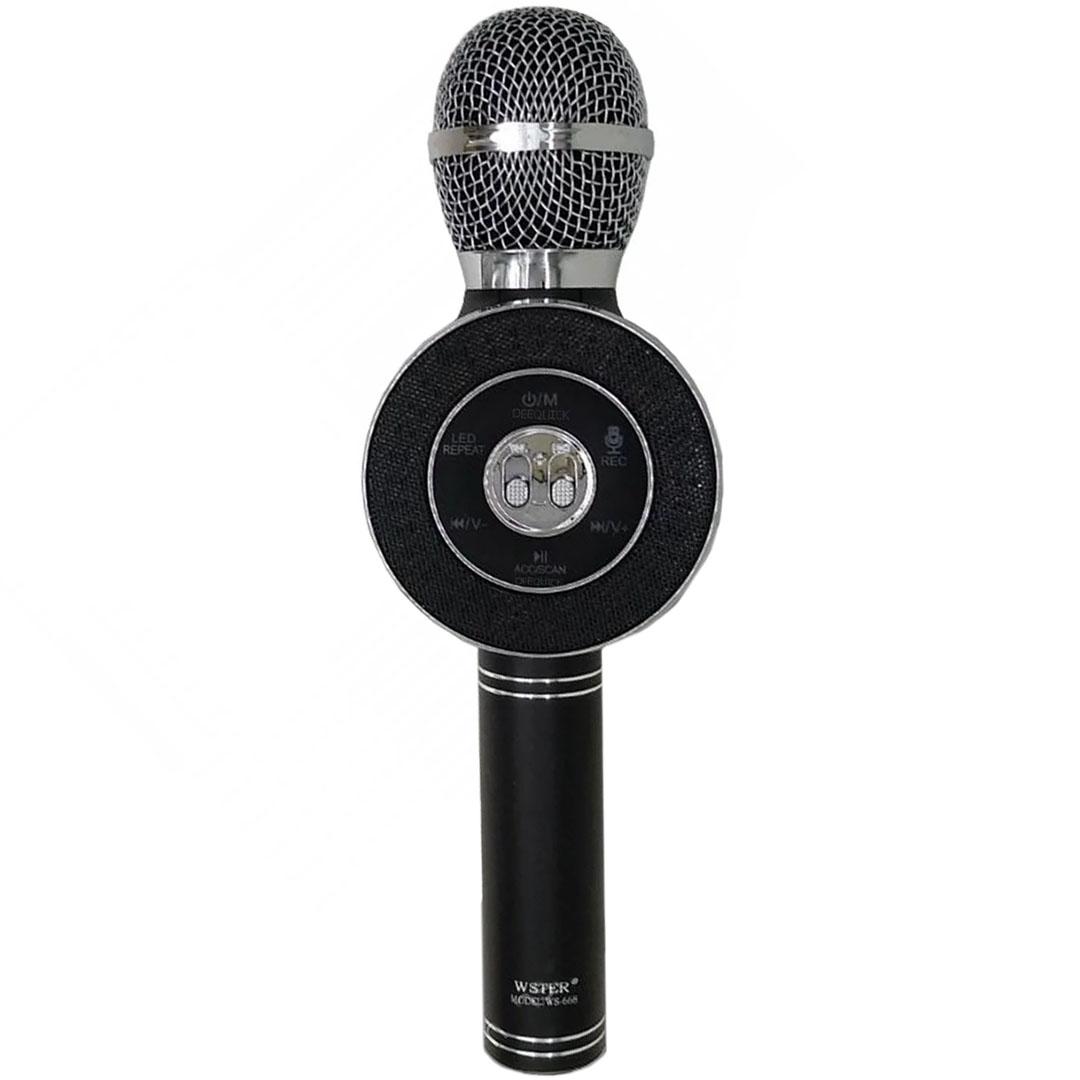Ασύρματο Bluetooth μικρόφωνο καραόκε με ηχείο Mp3 Player Disco Light Microphone WSTER WS-668 μαύρο