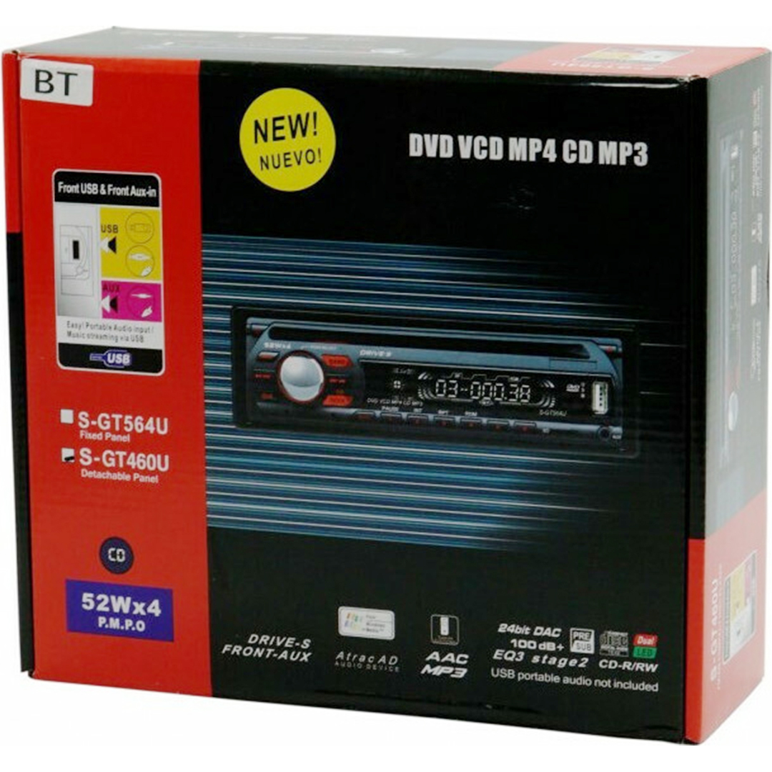 Ηχοσύστημα αυτοκινήτου με αποσπώμενη πρόσοψη MP3/CD/USB S-GT460U