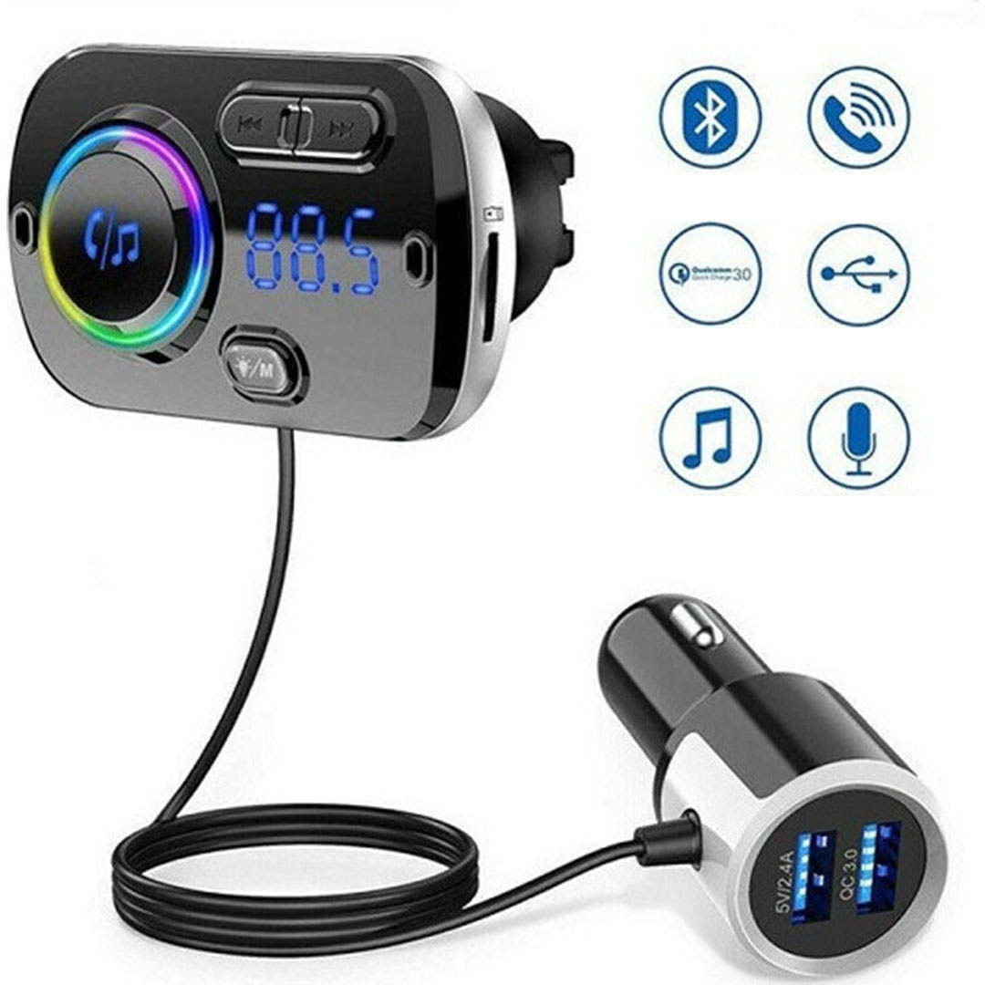 Ασύρματο bluetooth 5.0 EDR handsfree MP3 player αυτοκινήτου με 7 LED φωτισμό USB 5V 3.0A BC39BQ