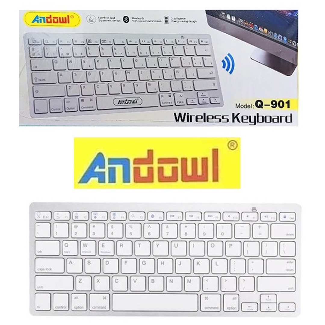 Ασύρματο πληκτρολόγιο UK Andowl Q-901 σε λευκό χρώμα