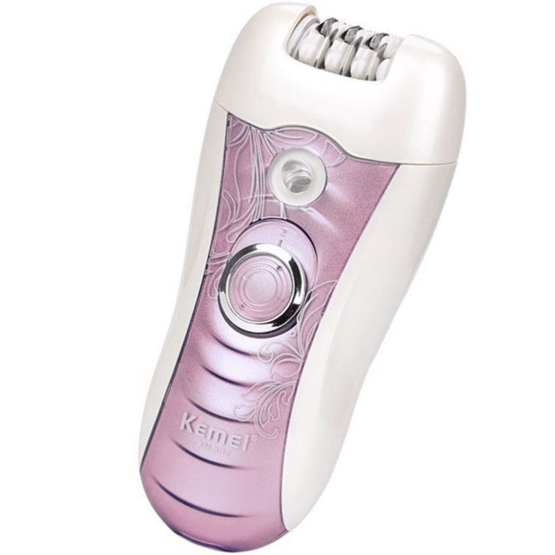 Γυναικεία ξυριστική αποτριχωτική και ράσπα λίμα ποδιών, συσκευή περιποίησης 3 σε 1 Kemei KM-3012 ροζ