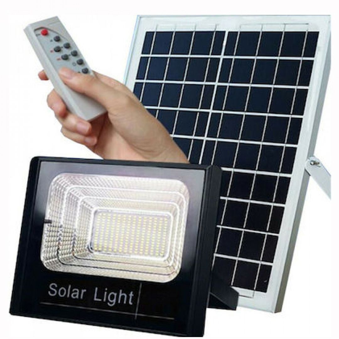 Ηλιακός solar προβολέας αδιάβροχος 10W με φωτοβολταϊκό πάνελ, τηλεκοντρόλ και χρονοδιακόπτη JD-8810