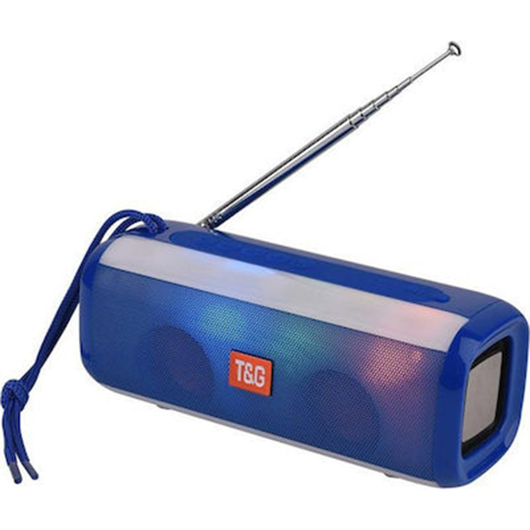 Φορητό ασύρματο ηχείο bluetooth με Led φωτισμό και Fm ραδιόφωνο T&G TG-144T σε μπλε χρώμα