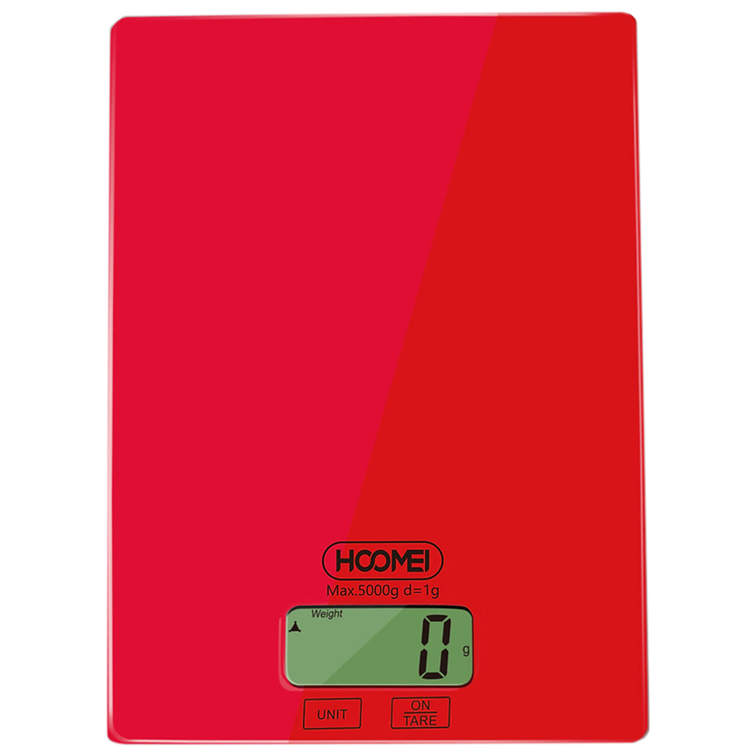 Ψηφιακή γυάλινη ζυγαριά ακριβείας κουζίνας 1g/5Kg Hoomei HM-1210R κόκκινο