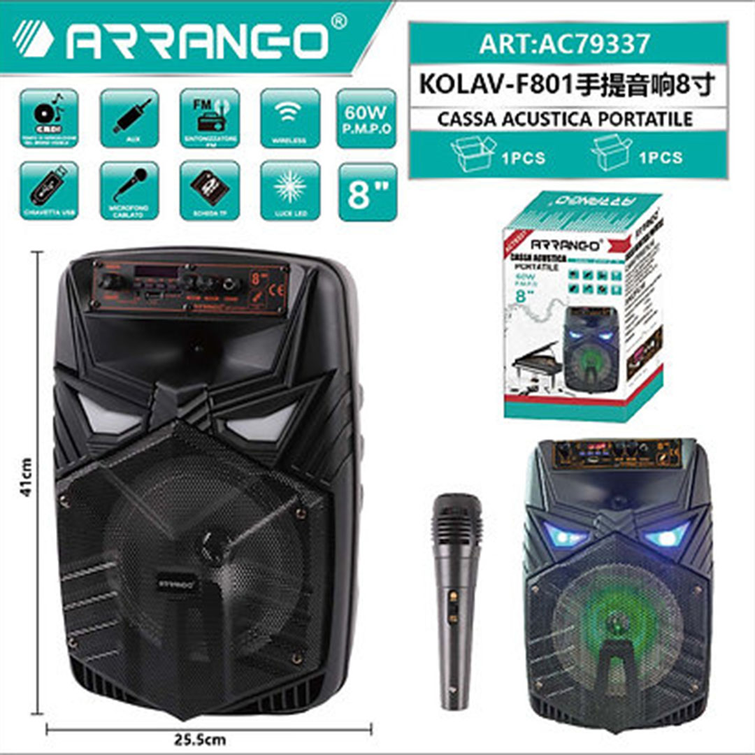 Ηχείο με λειτουργία karaoke ARRANGO AC79337 μαύρο