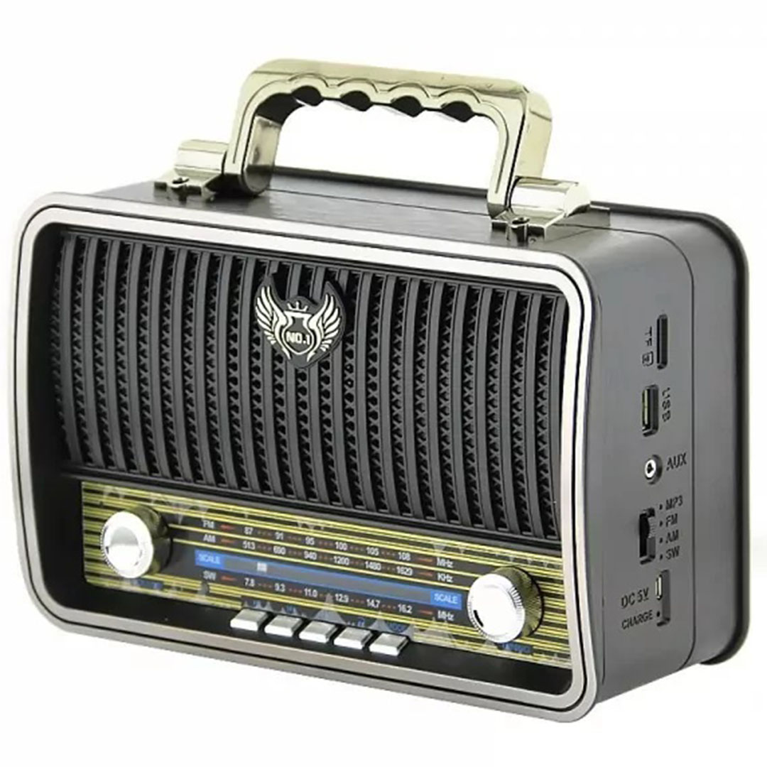 Ρετρό επαναφορτιζόμενο φορητό ραδιόφωνο bluetooth wireless και MP3 Player, multimedia radio player Kemai MD-1909BT σε μαύρο χρώμα