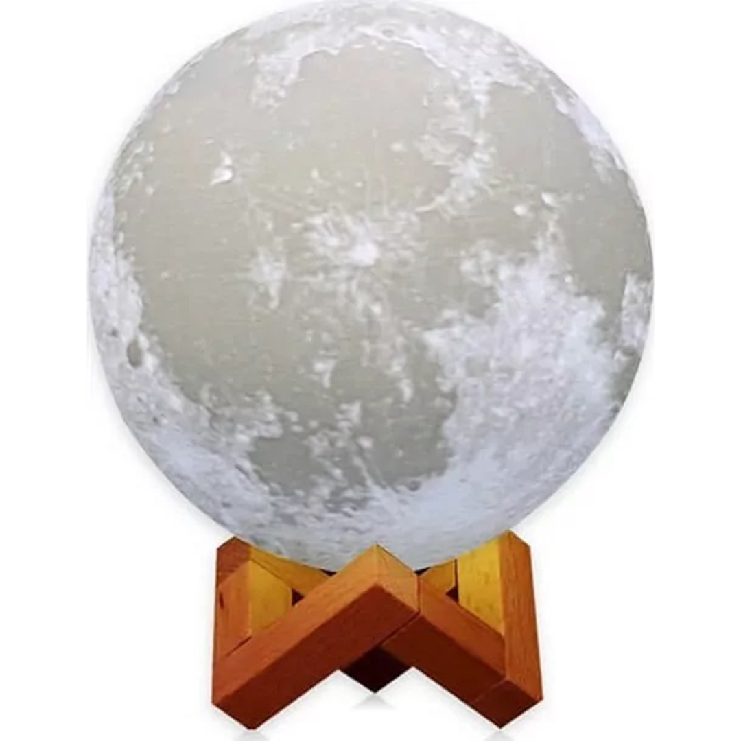 Διακοσμητικό 3D φωτιστικό σε σχήμα σελήνης mοοn light Led 17cm σε λευκό χρώμα