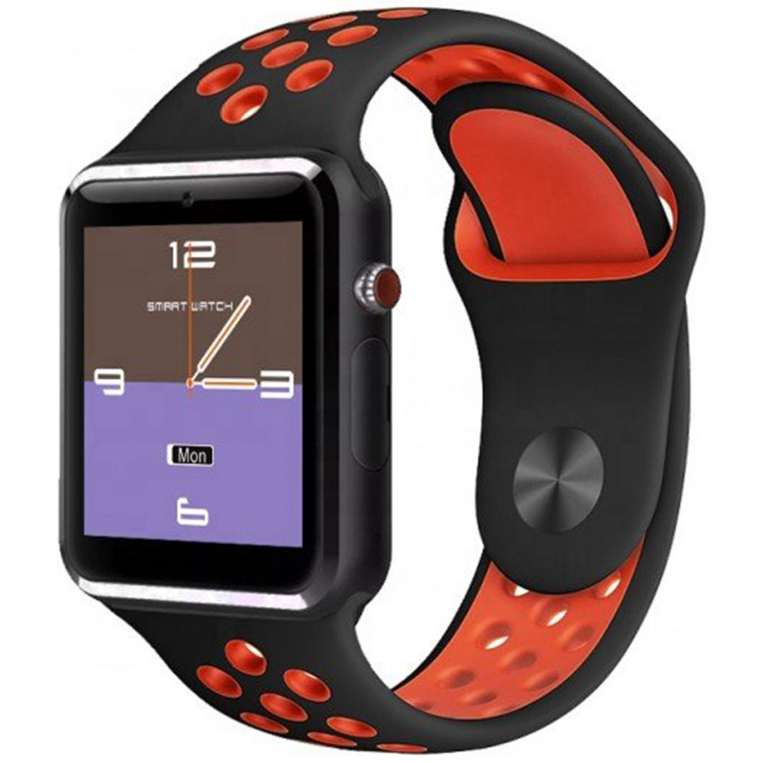 Smartwatch mε oθόνη αφής και κάρτα sim Ezra SW08 σε μαύρο κόκκινο χρώμα