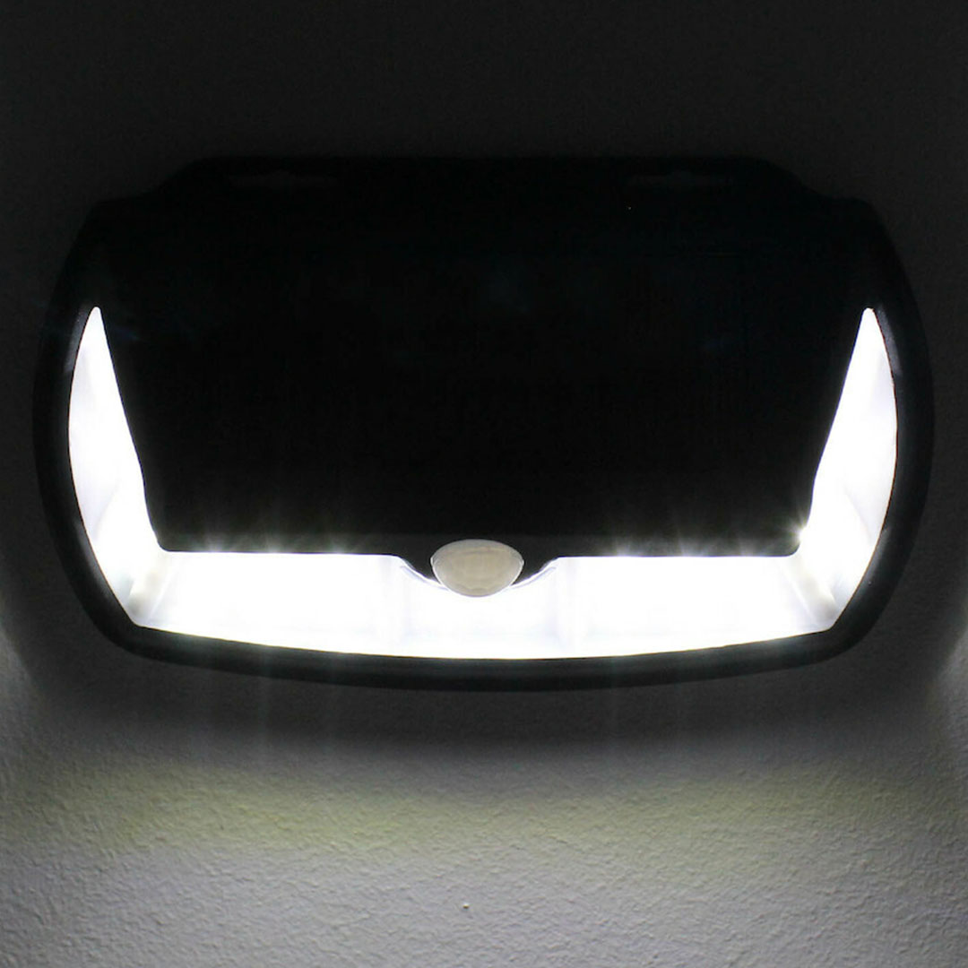 Στεγανό ηλιακό φωτιστικό τοίχου IP65 με ανιχνευτή κίνησης και ψυχρό λευκό φως Andowl Q-L431 μαύρο