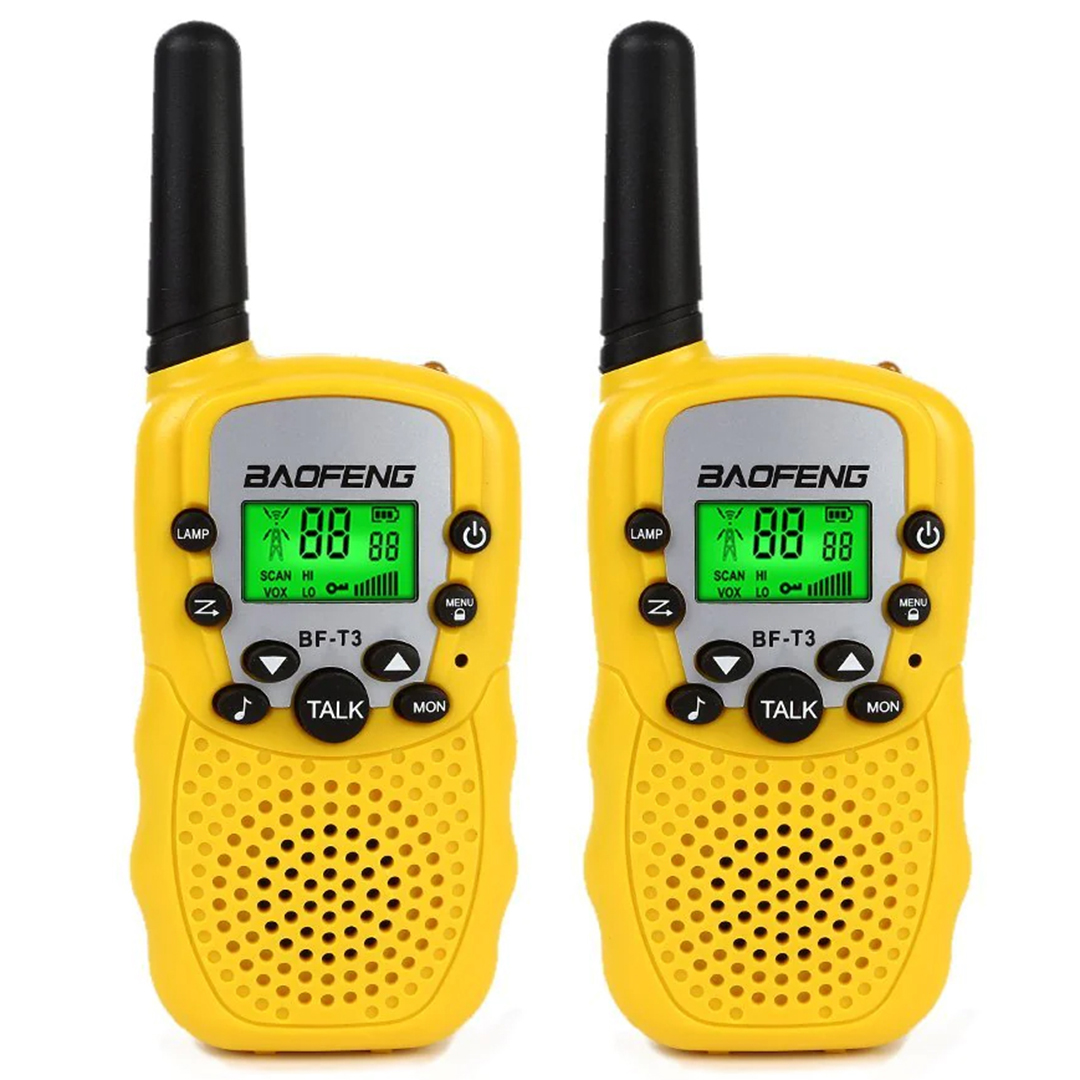 Σετ 2τμχ παιδικών walkie talkie με μονόχρωμη οθόνη BAOFENG BF-T3 κίτρινα