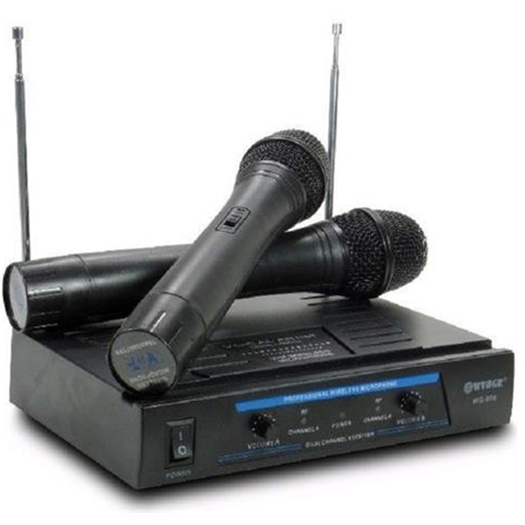Επαγγελματική συσκευή karaoke VHF με δύο ασύρματα μικρόφωνα digital WVNGR WG-006