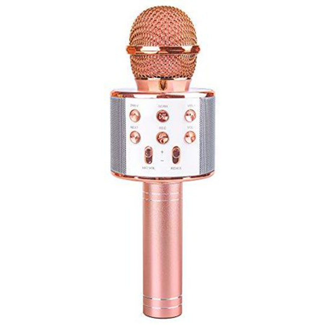 Ασύρματο μικρόφωνο karaoke bluetooth με ηχείο 5W WSTER WS-858 ροζ-χρυσό
