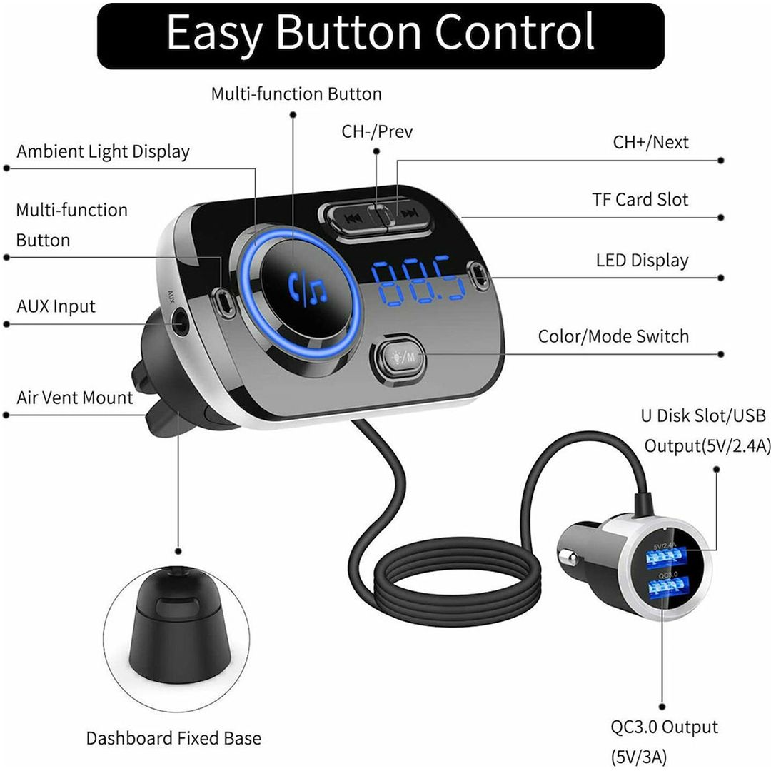 Bluetooth Transmitter, USB Φορτιστής Αυτοκινήτου, BT hands free