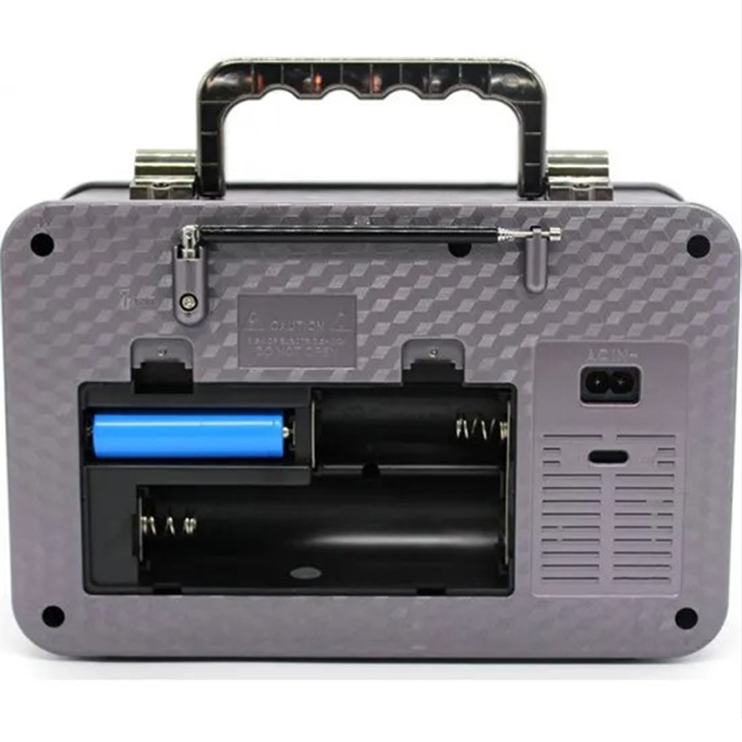 Retro επιτραπέζιο ραδιόφωνο επαναφορτιζόμενο με Bluetooth και USB Kemai MD-1908BT γκρι-ασημί