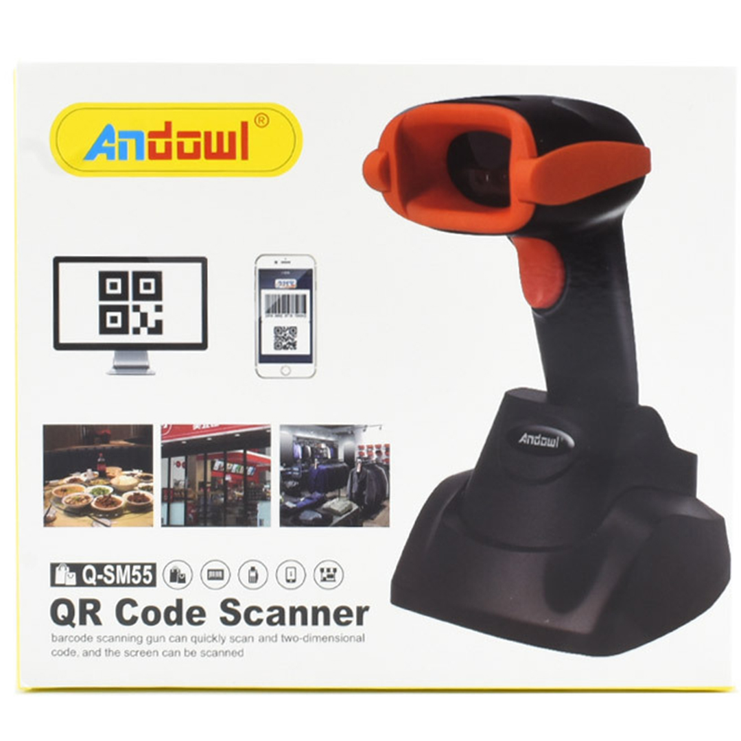 Scanner χειρός ασύρματο με δυνατότητα ανάγνωσης 2D και QR barcodes Andowl Q-SM55 μαύρο-πορτοκαλί