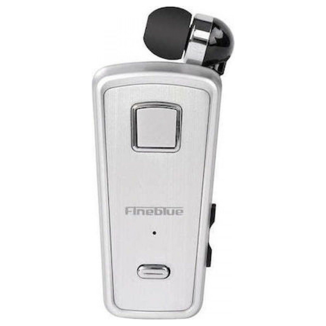 Ακουστικό bluetooth hands free με δόνηση, multipoint Fineblue F980 σε ασημί χρώμα
