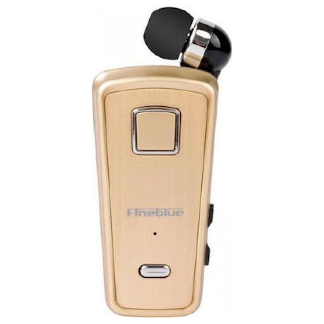 Ακουστικό bluetooth hands free με δόνηση, multipoint Fineblue F980 σε χρυσό χρώμα