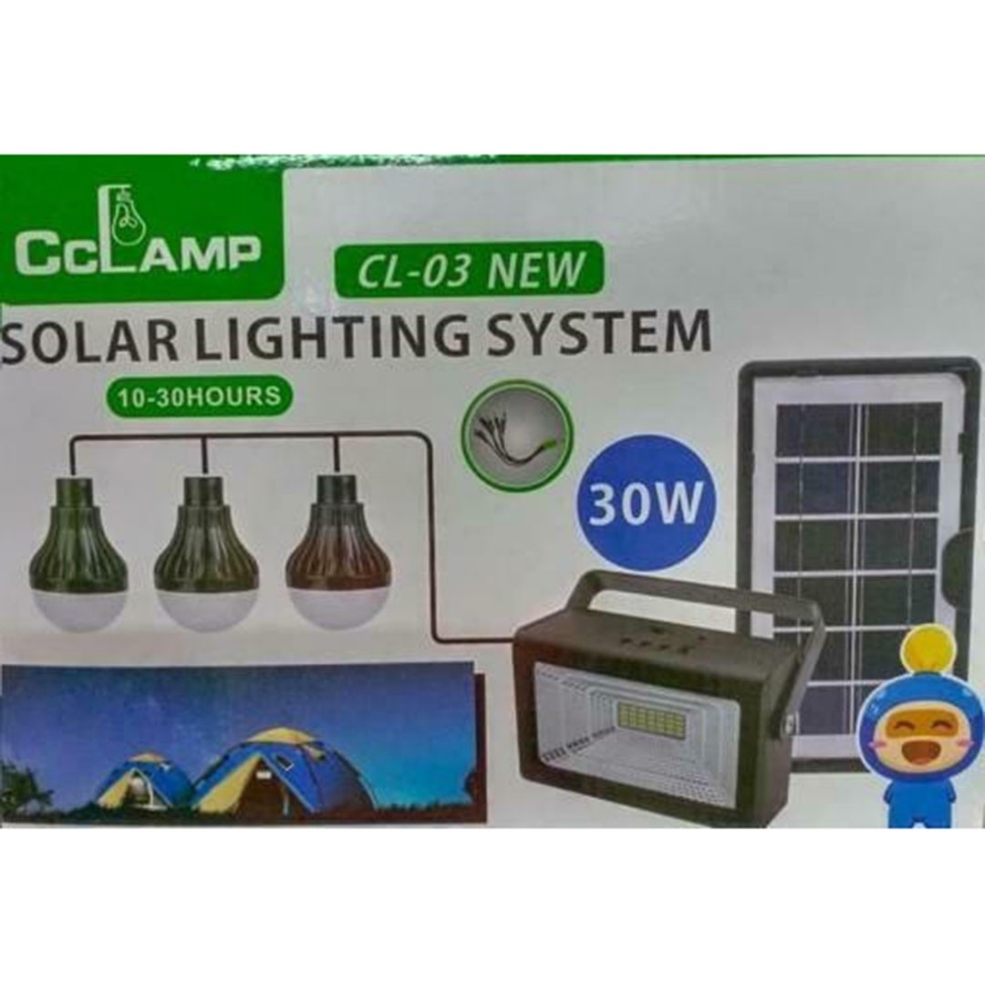 Ηλιακό κιτ με 3 λάμπες LED και μεγάλης ισχύος φακό 30W CL-03