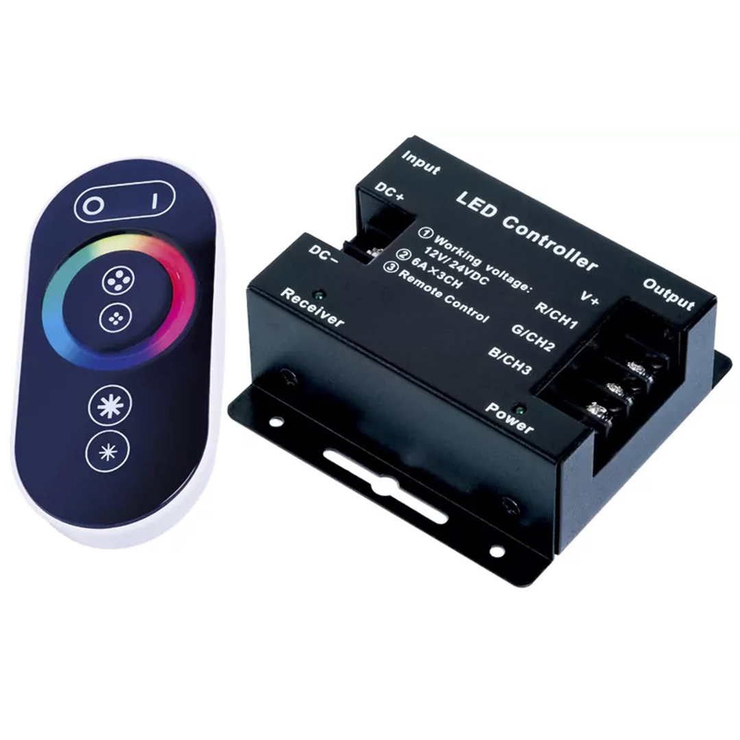 Ασύρματο RGB mini touch control για ταίνιες Led 216W σε μαύρο χρώμα