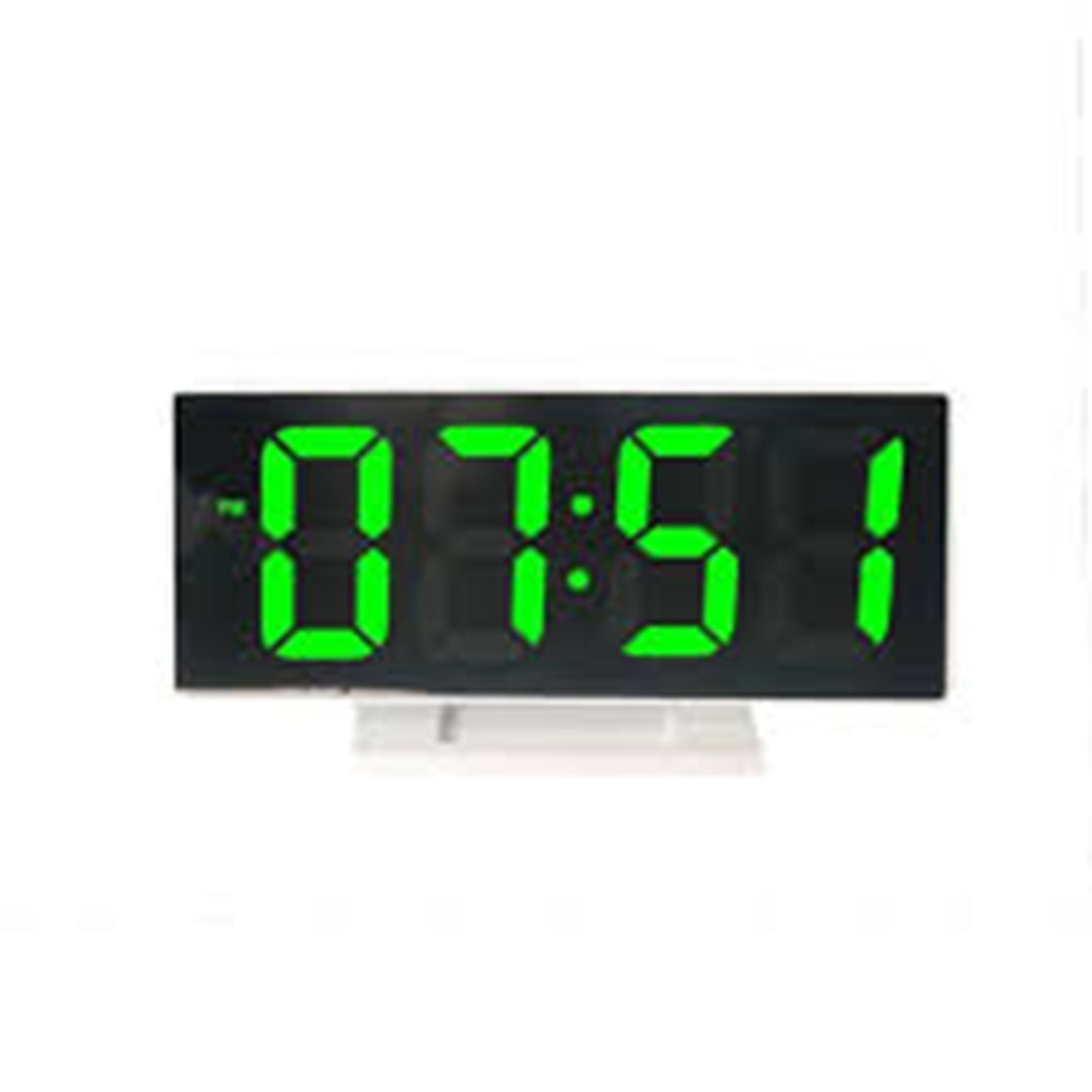 Επιτραπέζιο ρολόι καθρέπτης Led DS-3618L σε λευκό χρώμα με πράσινα γράμματα