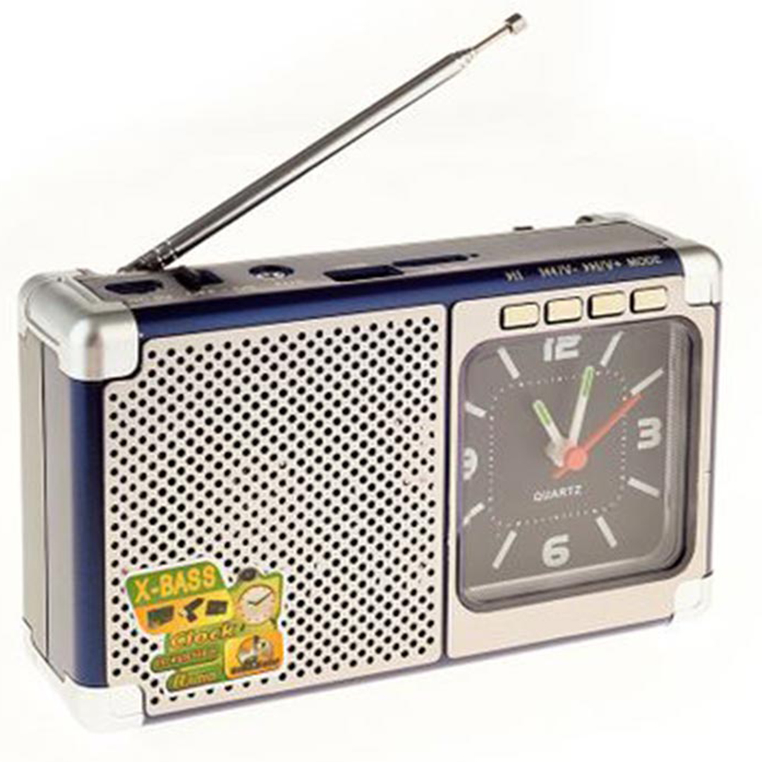 Φορητό ραδιόφωνο με θύρα USB και υποδοχή κάρτας SD/TF με αναλογικό ρολόι Meier M-202U σε ασημί χρώμα