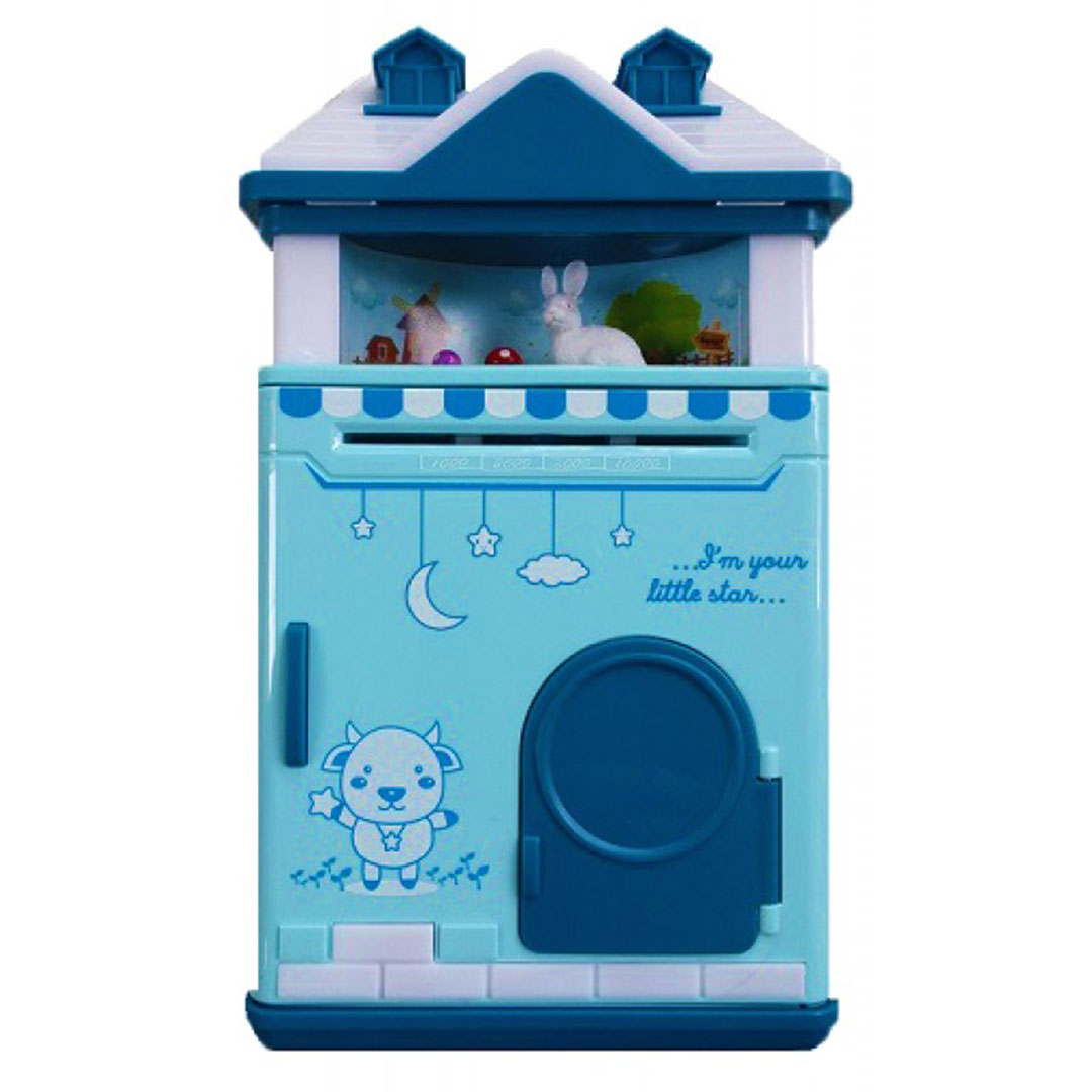 Ηλεκτρονικός παιδικός κουμπαράς με κωδικό ασφαλείας dream cottage / electronic atm password piggy bank, σε μπλε χρώμα