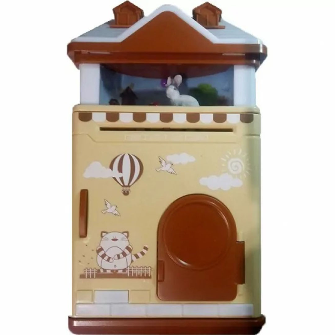 Ηλεκτρονικός παιδικός κουμπαράς με κωδικό ασφαλείας dream cottage / electronic atm password piggy bank, σε μπεζ χρώμα