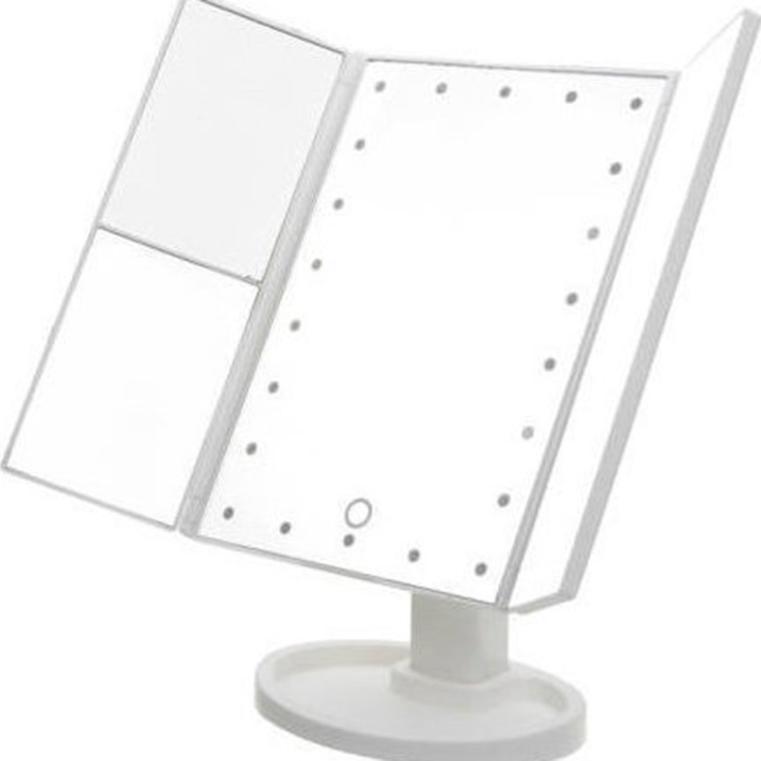 Τριπλός καθρέφτης μακιγιάζ με μεγέθυνση και φωτισμό 22 Led superstar magnifying mirror λευκός