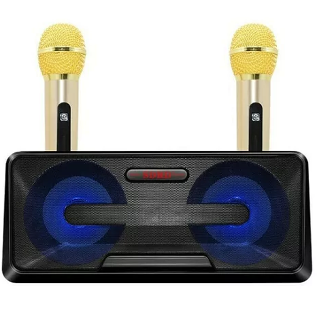 Φορητό ηχοσύστημα Bluetooth USB/SD karaoke 20watt με 2 μικρόφωνα Mp3 Player SDRD SD-301 σε μαύρο χρώμα