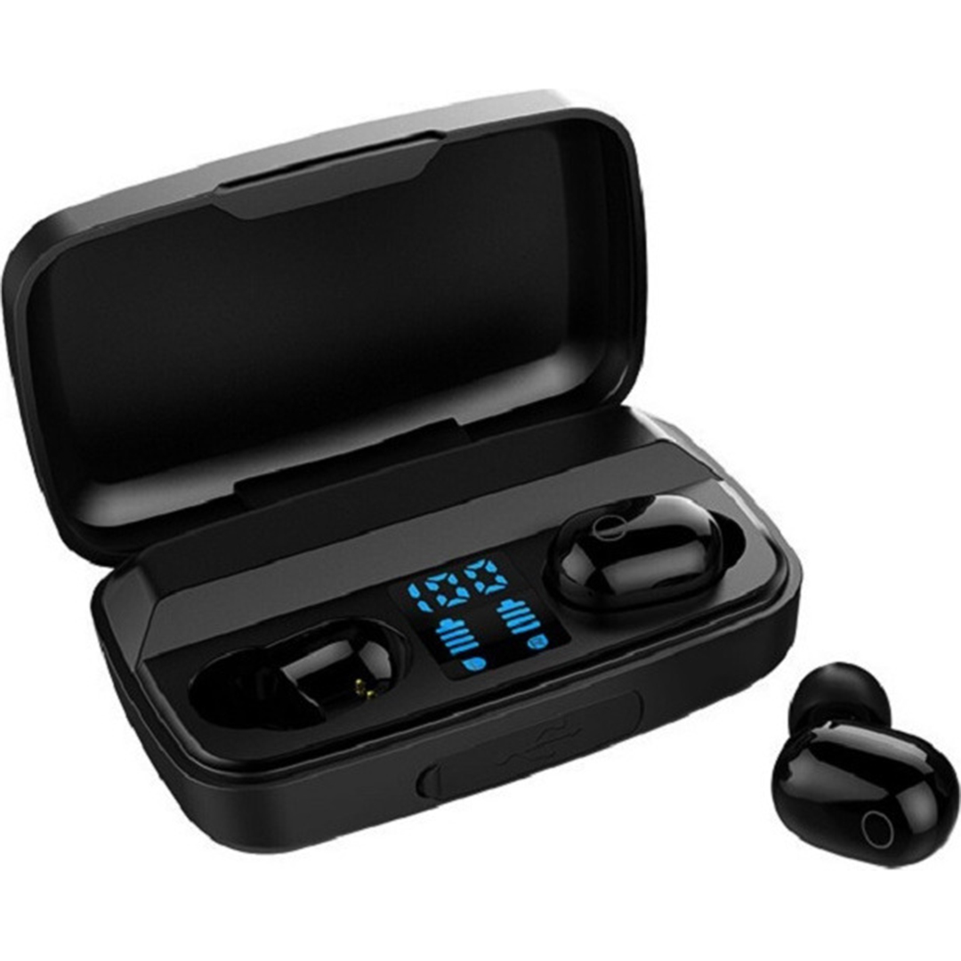 Ακουστικά με θήκη φόρτισης in-ear bluetooth handsfree TWS A10S σε μαύρο χρώμα