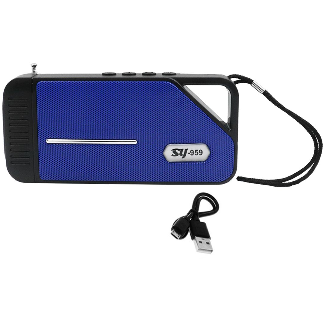 Φορητό Ηχείο Bluetooth με Ραδιόφωνο TF, USB, και Ηλιακό Πάνελ SY-959 Μπλε