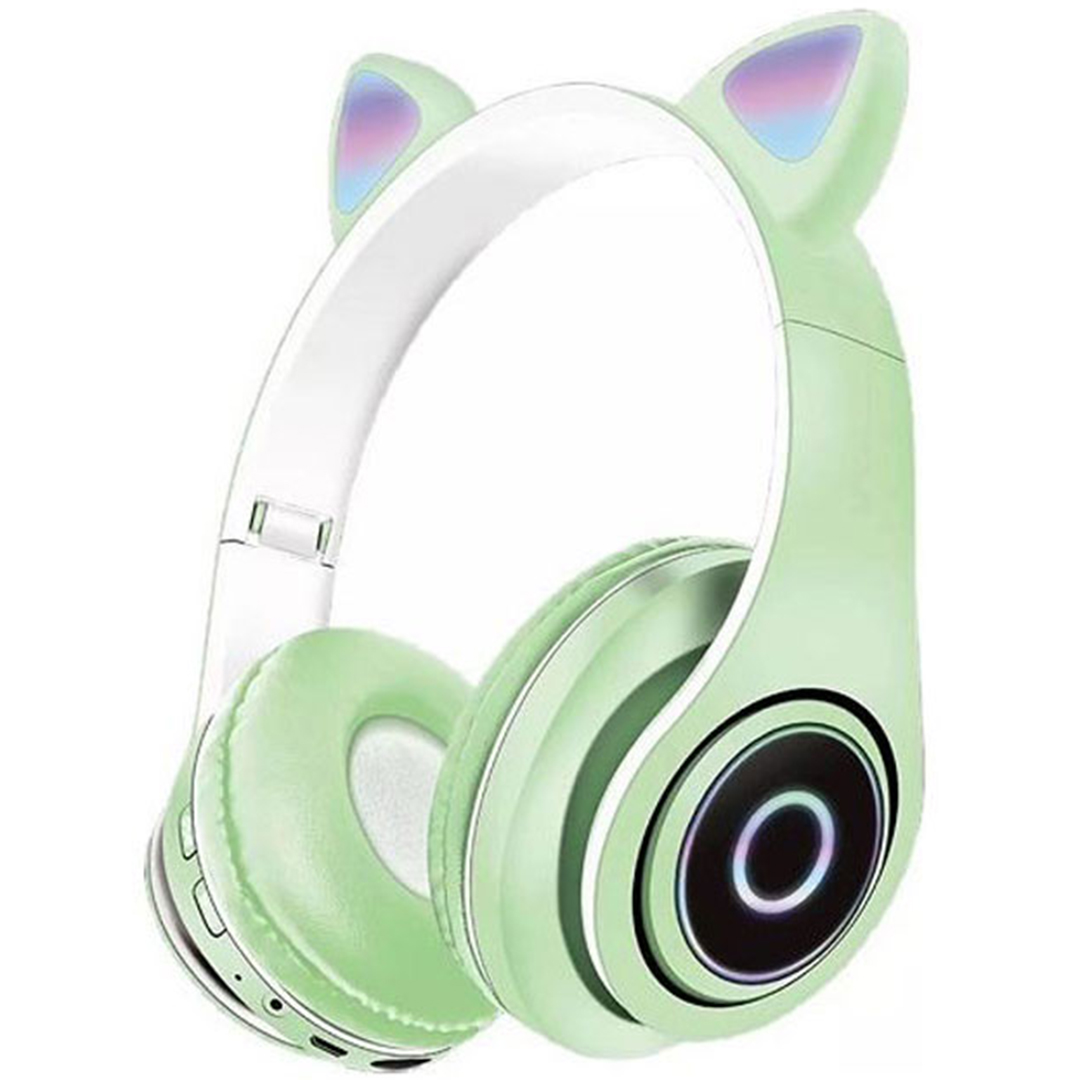 Ασύρματα ακουστικά cat ear με εναλλασσόμενο Led φωτισμόP39M σε πράσινο χρώμα