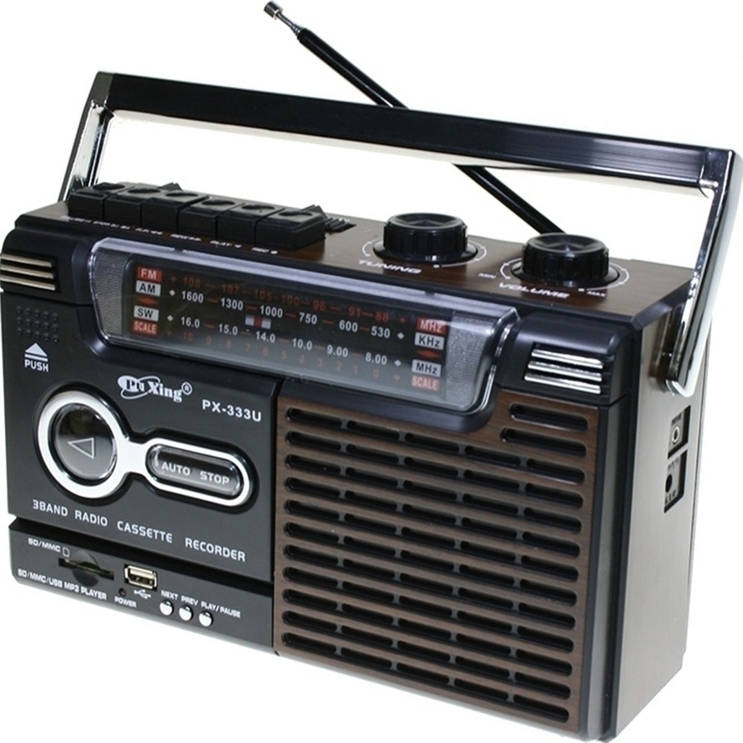 Ραδιόφωνο κασετόφωνο AM, FM, mp3 player με usb και sd κάρτα PX 333U μαύρο-καφέ