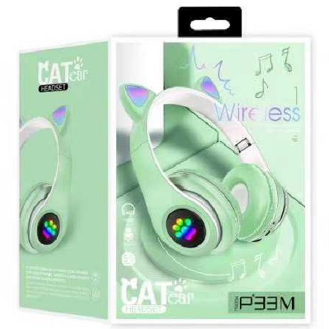 Ασύρματα/ενσύρματα Over Ear παιδικά ακουστικά Cat P33M σε πράσινο χρώμα