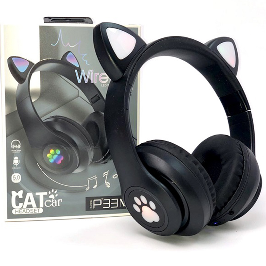 Ασύρματα/ενσύρματα Over Ear παιδικά ακουστικά Cat P33M σε μαύρο χρώμα