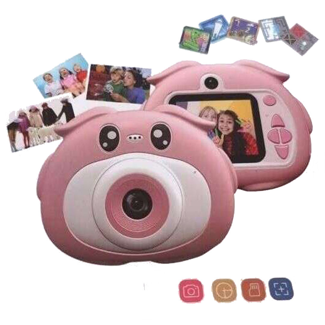 Παιδική φωτογραφική μηχανή κάμερα ροζ γουρουνάκι Andowl Q-CR50