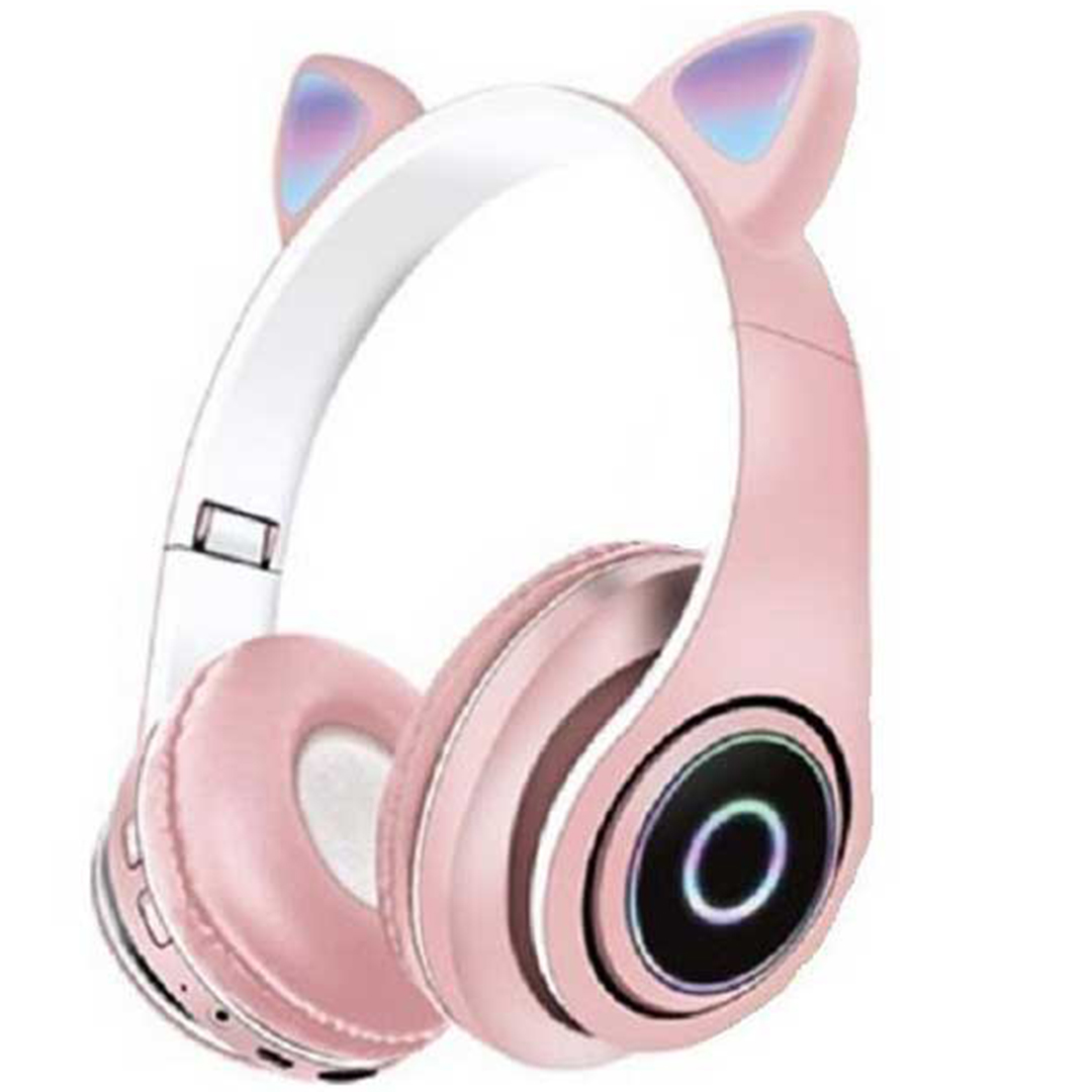 Ασύρματα ακουστικά cat ear με εναλλασσόμενο Led φωτισμόP39M σε ροζ χρώμα